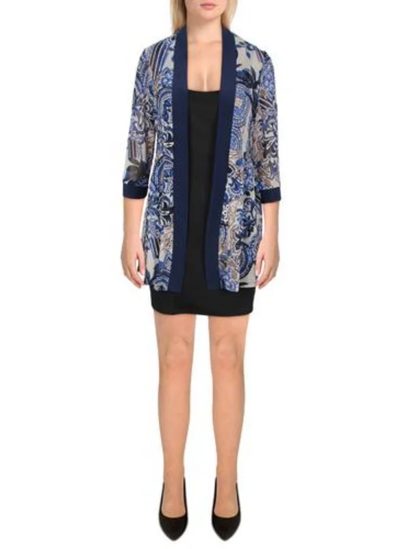 Single - Breasted Women's Tweed Blazers with Gold Buttons for a Classic LookWomens Mesh Printed Duster Blazer Single - Breasted Women's Tweed Blazers with Gold Buttons for a Classic LookWomens Mesh Printed Duster Blazer