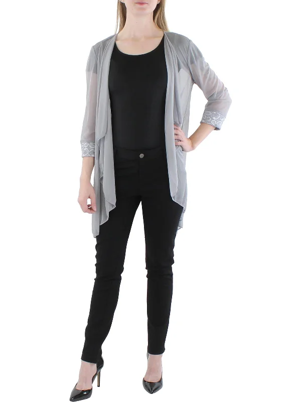 Plus Size Women's Sequin - Embellished Blazers in Silver for a Glamorous PartyWomens Mesh Sheer Duster Blazer Plus Size Women's Sequin - Embellished Blazers in Silver for a Glamorous PartyWomens Mesh Sheer Duster Blazer