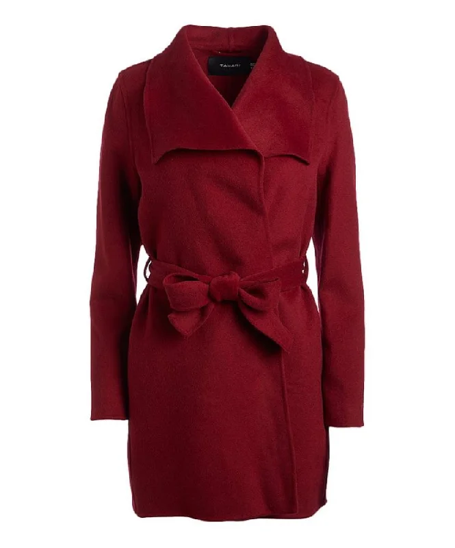 Mid - length women's down coats in a slim fit for a modern and sleek appearanceTahari Women's Deep Red Wool Belted Coat Jacket Mid - length women's down coats in a slim fit for a modern and sleek appearanceTahari Women's Deep Red Wool Belted Coat Jacket