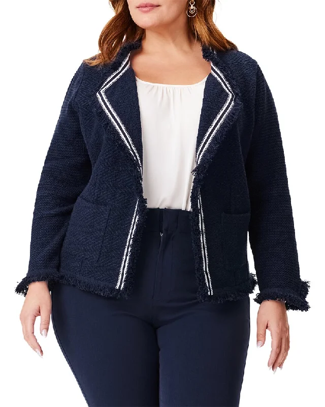 Embroidered women's cotton coats in a bohemian pattern for a unique designNic+Zoe Plus Ribbon Trim Fringe Mix Knit Jacket Embroidered women's cotton coats in a bohemian pattern for a unique designNic+Zoe Plus Ribbon Trim Fringe Mix Knit Jacket