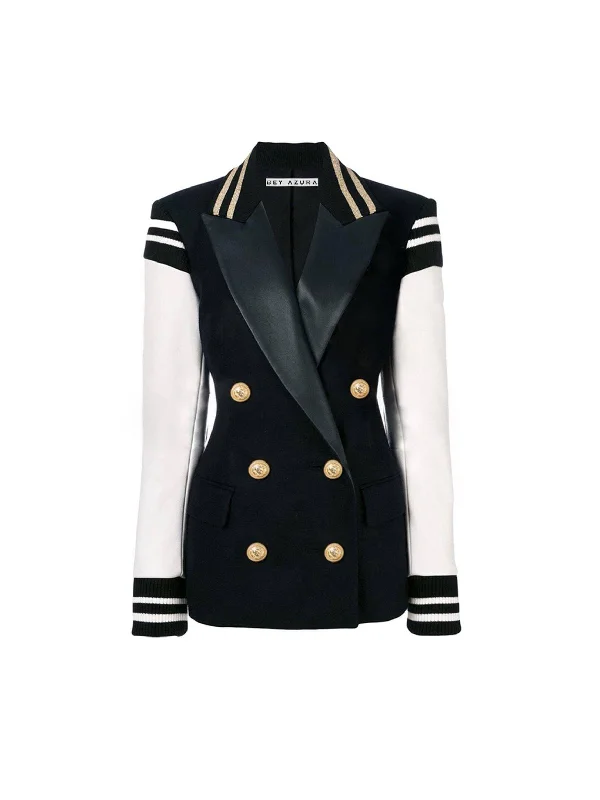 Women's Peplum Blazers in Emerald Green for a Stylish Work AttireBlack And White Double Breasted Blazer Women's Peplum Blazers in Emerald Green for a Stylish Work AttireBlack And White Double Breasted Blazer