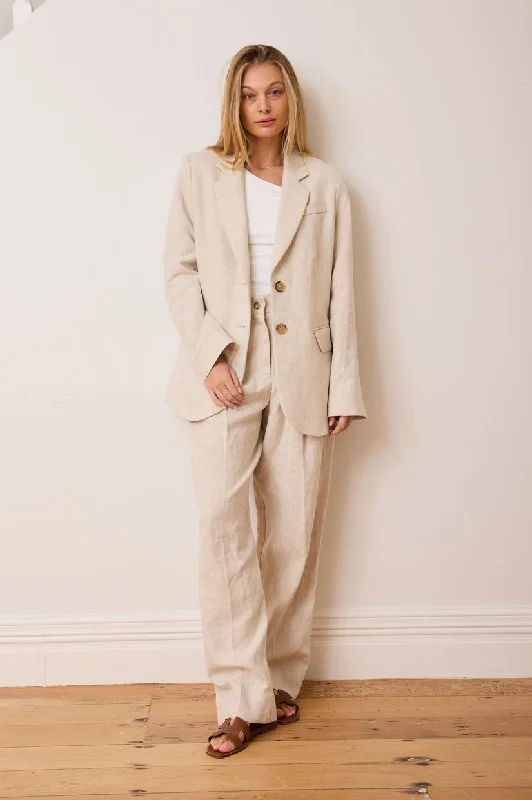 Double - Breasted Women's Leather Blazers in Taupe for an Edgy LookCaitlin Crisp Charlie Blazer - Natural Linen Double - Breasted Women's Leather Blazers in Taupe for an Edgy LookCaitlin Crisp Charlie Blazer - Natural Linen