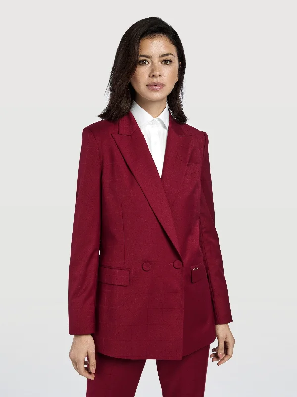 Plus Size Women's Ruffled Blazers in Pink for a Girly and Fashionable LookChecked Jacquard Double-Breasted Suit Blazer Plus Size Women's Ruffled Blazers in Pink for a Girly and Fashionable LookChecked Jacquard Double-Breasted Suit Blazer