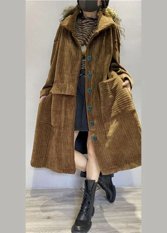 Belted women's cashmere coats in soft pastels for a luxurious feelChic Coffee Pockets Button Corduroy Loose Fall Long sleeve Coats Belted women's cashmere coats in soft pastels for a luxurious feelChic Coffee Pockets Button Corduroy Loose Fall Long sleeve Coats