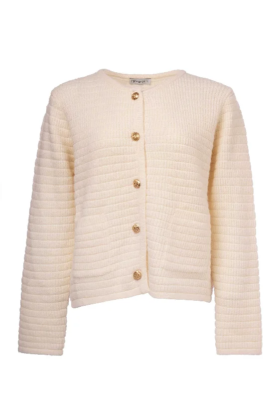 plus size women cardigan for comfortable layeringCardigan Iy23617 Ecru