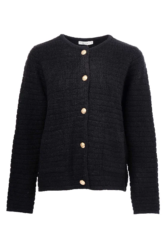 hand knitted women cardigan with artisanal charmCardigan Iy23617 Noir