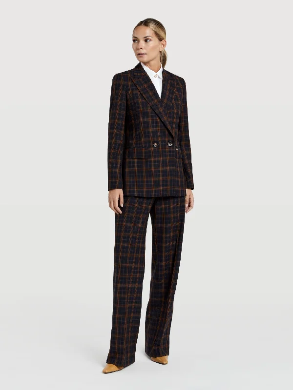 Plus Size Women's Military - Inspired Blazers with Gold Accents for a Bold LookDouble breasted checks blazer Plus Size Women's Military - Inspired Blazers with Gold Accents for a Bold LookDouble breasted checks blazer