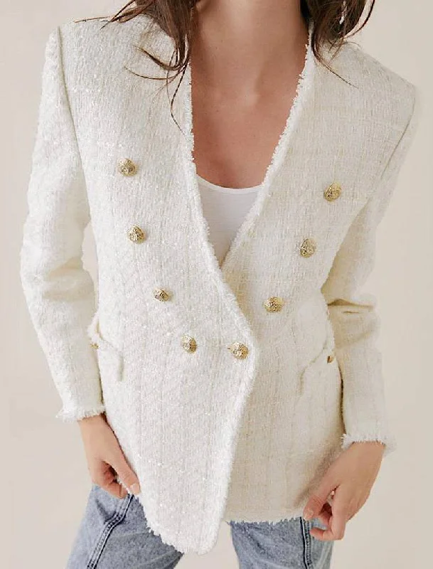 Women's Belted Blazers in Camel Color for a Sophisticated OutfitDouble Breasted V Neck Tweed Blazer Women's Belted Blazers in Camel Color for a Sophisticated OutfitDouble Breasted V Neck Tweed Blazer