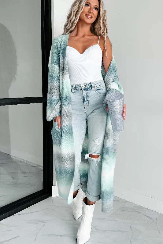 oversized women cardigan for a trendy and cozy lookEmbrace The Boho Ombre Duster Cardigan (Green/Grey Multi) oversized women cardigan for a trendy and cozy lookEmbrace The Boho Ombre Duster Cardigan (Green/Grey Multi)
