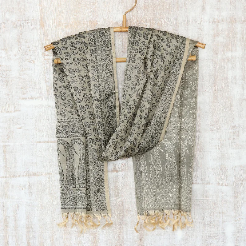 v neck women cardigan to elongate the necklineGolden Olive Dusk Banarasi Silk Shawl