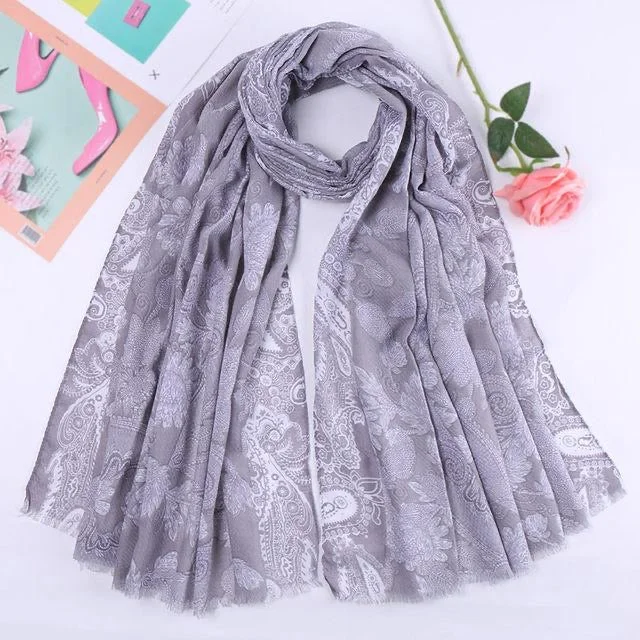 button down women cardigan with vintage buttonsGray Floral Cotton Scarf