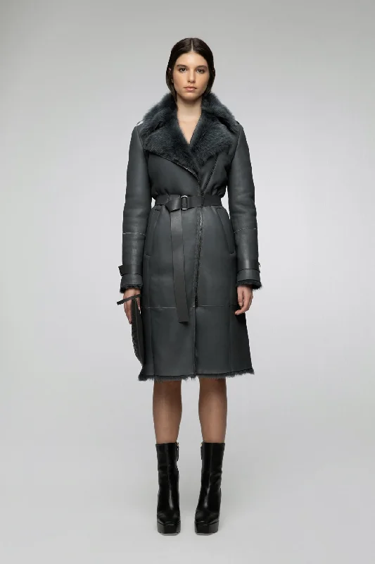 Women's waterproof parka coats with multiple pockets for practicalityHarmony - Indigo Shearling Coat Women's waterproof parka coats with multiple pockets for practicalityHarmony - Indigo Shearling Coat