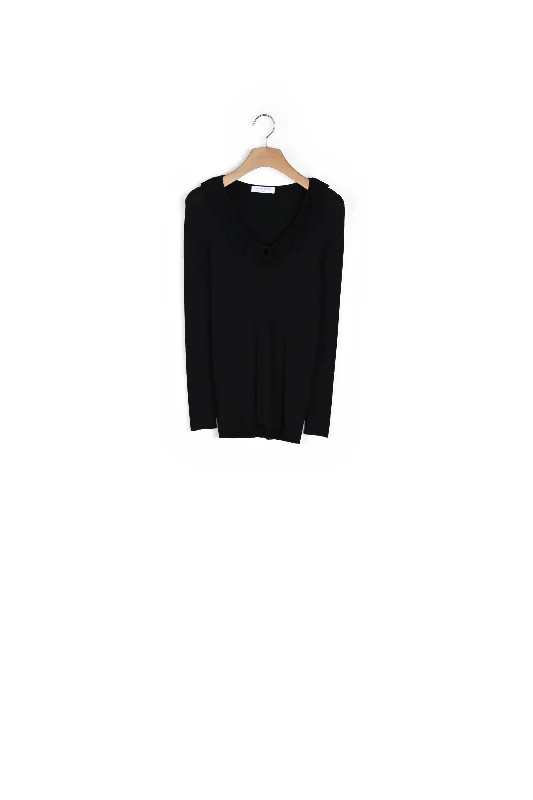 open front women cardigan for easy stylingPull maille fine avec col volanté