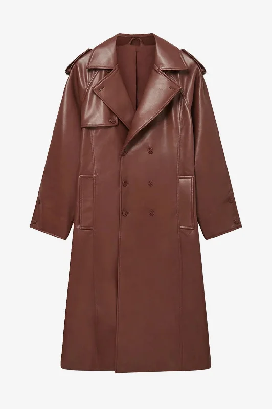 Double - Breasted Women's Leather Blazers in Taupe for an Edgy LookHouse Of Sunny Montague Trench - Chestnut Double - Breasted Women's Leather Blazers in Taupe for an Edgy LookHouse Of Sunny Montague Trench - Chestnut