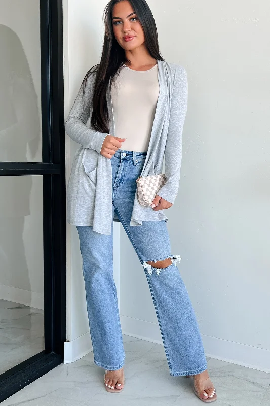 color block women cardigan with bold huesKeeping You Around Lightweight Zenana Cardigan (Heather Grey) color block women cardigan with bold huesKeeping You Around Lightweight Zenana Cardigan (Heather Grey)