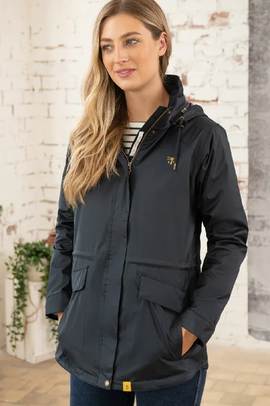 Women's cropped leather coats with silver studs for an edgy lookKendal Raincoat - Nightshade Women's cropped leather coats with silver studs for an edgy lookKendal Raincoat - Nightshade