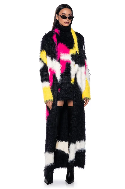 cable knit women cardigan with intricate patternsKIKI ULTRA FUZZY LONG CARDIGAN