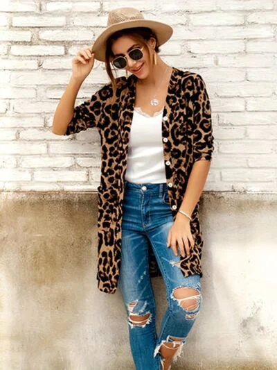 boyfriend style women cardigan for a relaxed fitLeopard Button Up Long Sleeve Cardigan boyfriend style women cardigan for a relaxed fitLeopard Button Up Long Sleeve Cardigan