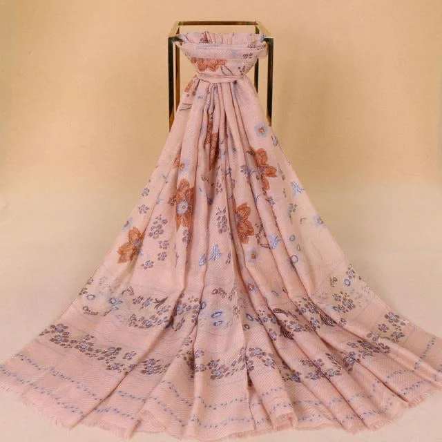 long length women cardigan with side slitsLight Pink Floral Cotton Scarf