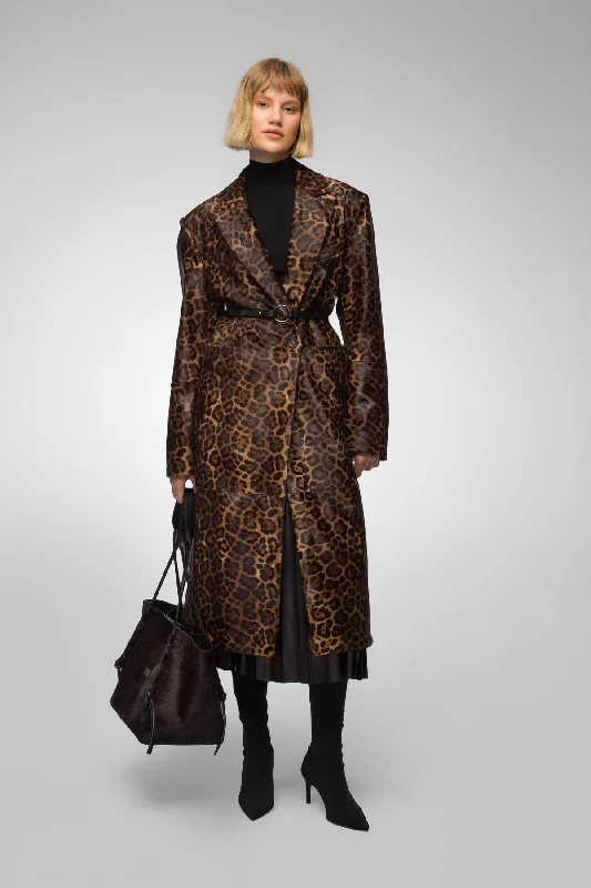 Hooded women's puffer coats in neon colors for high - visibility sportsMargueritte - Brown Leopard Shearling Coat Hooded women's puffer coats in neon colors for high - visibility sportsMargueritte - Brown Leopard Shearling Coat