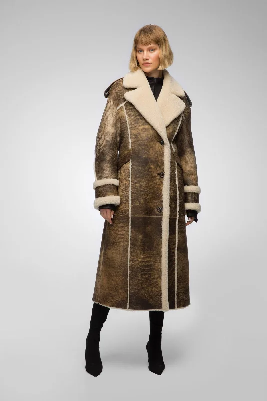 Hooded women's puffer coats in neon colors for high - visibility sportsMorgane - Brown Shearling Coat Hooded women's puffer coats in neon colors for high - visibility sportsMorgane - Brown Shearling Coat