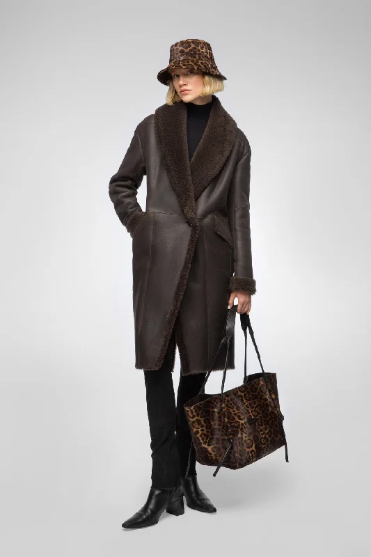 Women's waterproof parka coats with multiple pockets for practicalityMurielle - Brown Bitter Shearling Coat Women's waterproof parka coats with multiple pockets for practicalityMurielle - Brown Bitter Shearling Coat