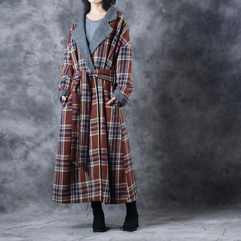 Women's waterproof parka coats with multiple pockets for practicalityNew Chocolate Plaid Coats Loose Fitting Notched Winter Coat Fashion Tie Waist Double Breasted Trench Coat Women's waterproof parka coats with multiple pockets for practicalityNew Chocolate Plaid Coats Loose Fitting Notched Winter Coat Fashion Tie Waist Double Breasted Trench Coat
