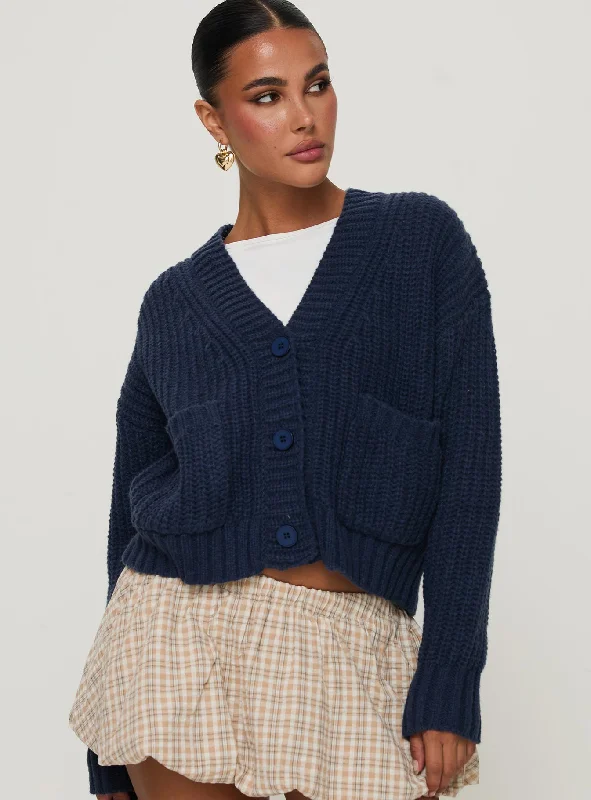 button down women cardigan with vintage buttonsOsias Cable Knit Cardigan Navy
