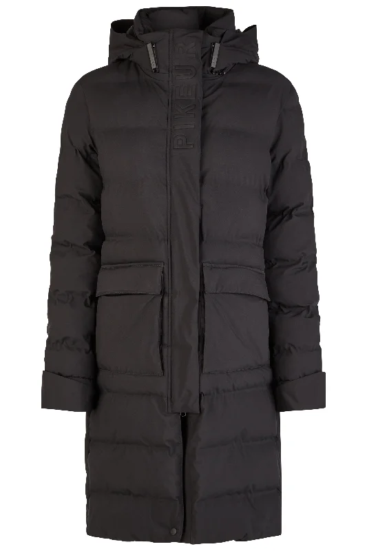 Women's cropped leather coats with silver studs for an edgy lookPikeur Ladies Raincoat Mandel Black Women's cropped leather coats with silver studs for an edgy lookPikeur Ladies Raincoat Mandel Black