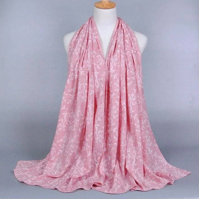 v neck women cardigan to elongate the necklinePink Floral Cotton Scarf