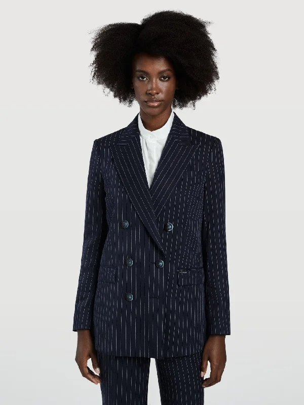 Women's Notched Lapel Blazers in Beige for a Timeless OutfitPinstripe Double-Breasted Suit Blazer Women's Notched Lapel Blazers in Beige for a Timeless OutfitPinstripe Double-Breasted Suit Blazer
