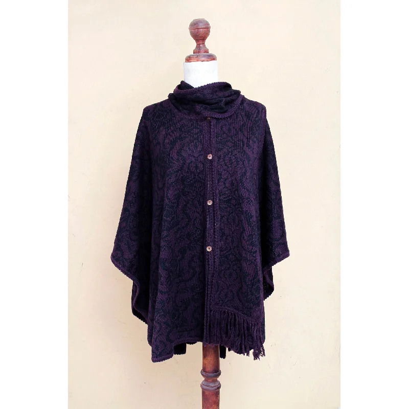 cropped women cardigan to pair with high - waisted jeansPurple Alpaca Blend Ruana Cloak cropped women cardigan to pair with high - waisted jeansPurple Alpaca Blend Ruana Cloak