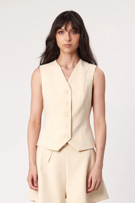 Women's Tailored Stretch Blazers in Navy Blue for Business MeetingsRemain Arlo Waistcoat - Bone Women's Tailored Stretch Blazers in Navy Blue for Business MeetingsRemain Arlo Waistcoat - Bone
