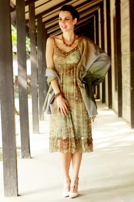 organic cotton women cardigan for an eco - friendly choiceShimmering Earth Silk Wool Blend Handcrafted Wrap Shawl