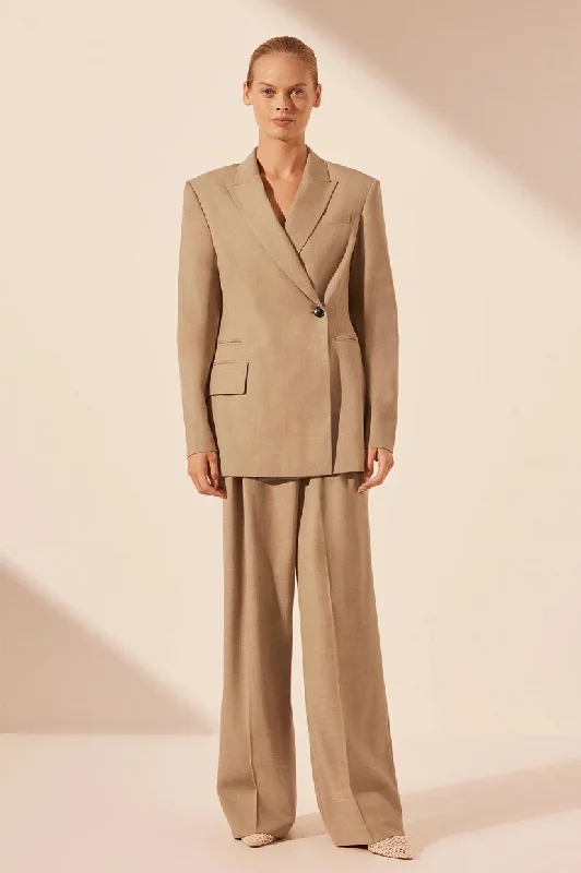Double - Breasted Women's Polyester Blazers in Bright Colors for a Fun StyleShona Joy Asher Hourglass Blazer - Latte Double - Breasted Women's Polyester Blazers in Bright Colors for a Fun StyleShona Joy Asher Hourglass Blazer - Latte