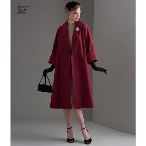 Women's knee - length wool blend coats with a fur collar for added warmthSimplicity Vintage Coat or Jacket S8509 Women's knee - length wool blend coats with a fur collar for added warmthSimplicity Vintage Coat or Jacket S8509