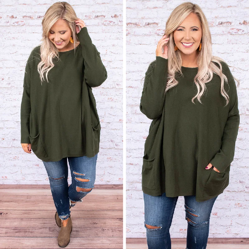 long length women cardigan with side slitsSnow Whispers Tunic, Olive