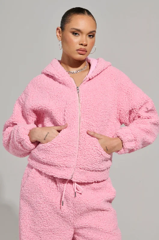 boyfriend style women cardigan for a relaxed fitSOUR CANDY SHERPA ZIP UP HOODIE