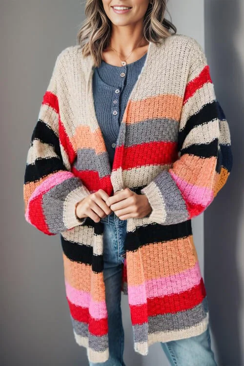 machine washable women cardigan for easy careStriped Open Front Long Sleeve Cardigan machine washable women cardigan for easy careStriped Open Front Long Sleeve Cardigan