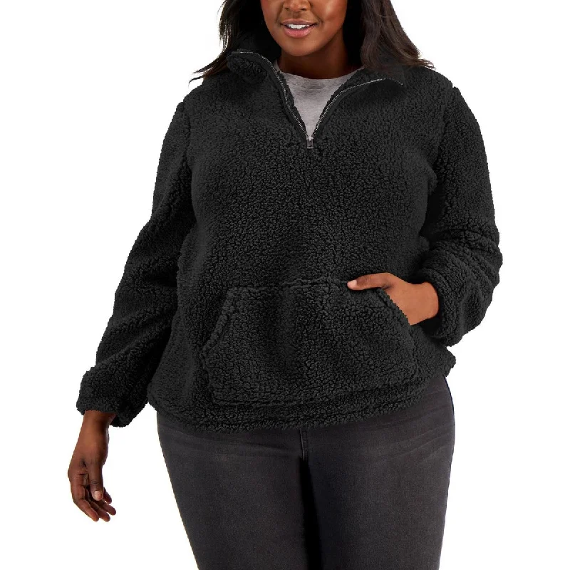 Women's faux fur coats in bright colors for a bold fashion statementStyle & Co. Womens Plus Sherpa 3/4 Zip Active