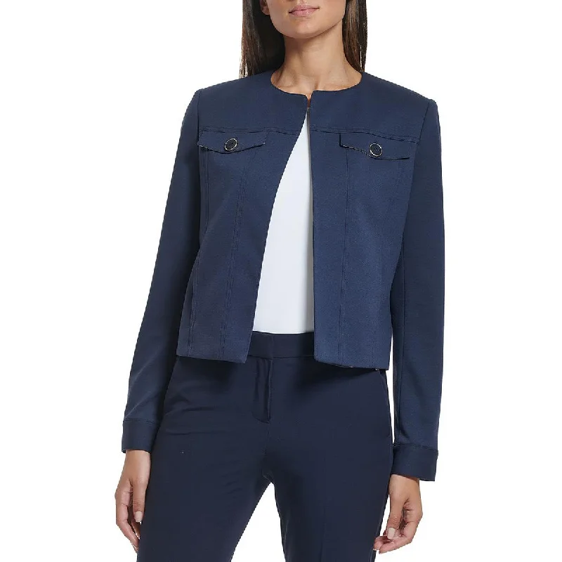 Women's faux fur coats in bright colors for a bold fashion statementTommy Hilfiger Womens Cropped Collarless Open Front