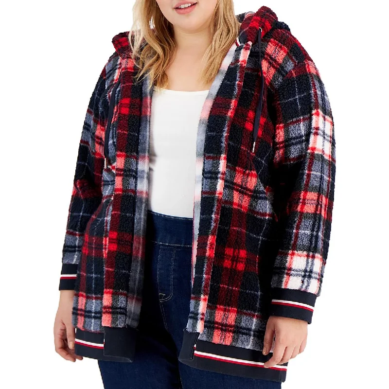 Women's longline double - breasted camel coats for a sophisticated lookTommy Hilfiger Womens Plus Sherpa Hooded Fleece Jacket Women's longline double - breasted camel coats for a sophisticated lookTommy Hilfiger Womens Plus Sherpa Hooded Fleece Jacket