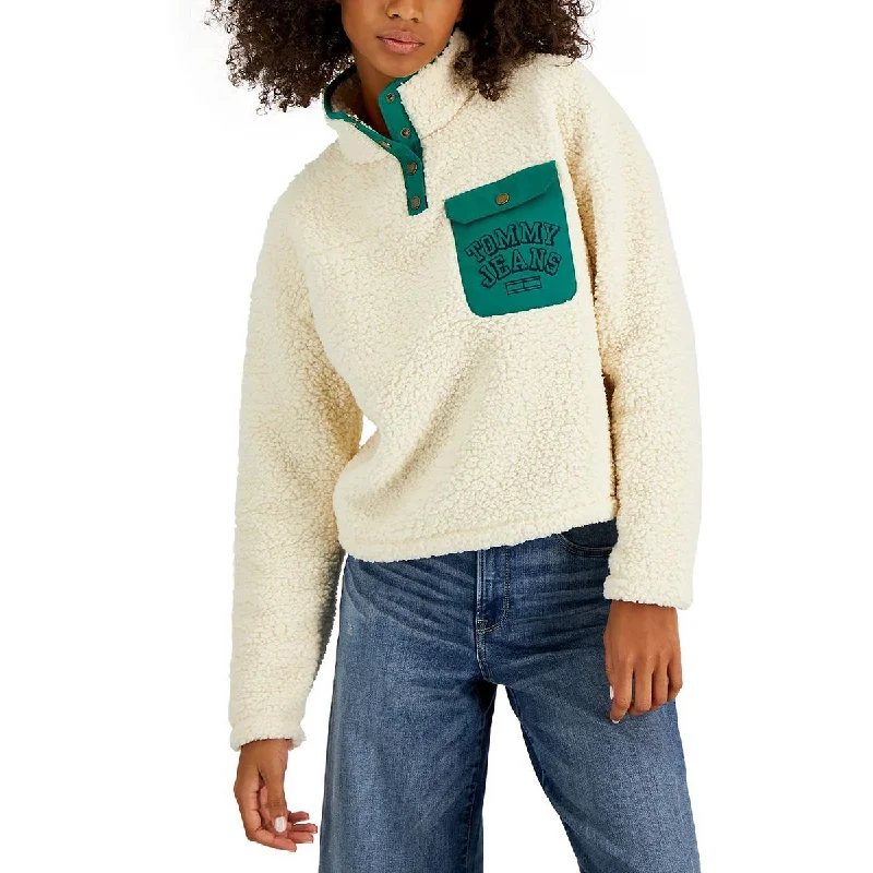 Water - resistant women's trench coats with adjustable cuffs for rainy daysTommy Jeans Womens Quarter Snap Fleece Teddy Coat Water - resistant women's trench coats with adjustable cuffs for rainy daysTommy Jeans Womens Quarter Snap Fleece Teddy Coat