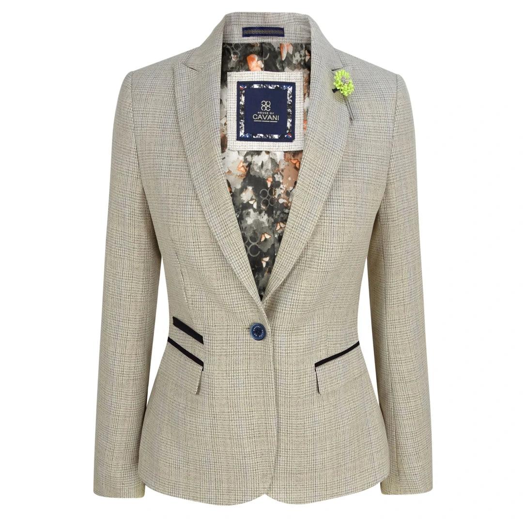 Women's Notched Lapel Blazers in Beige for a Timeless OutfitWomen Tweed Herringbone Cream Black Tailored Fit Peaky Blinders Classic Blazer Women's Notched Lapel Blazers in Beige for a Timeless OutfitWomen Tweed Herringbone Cream Black Tailored Fit Peaky Blinders Classic Blazer