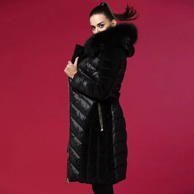 Women's waterproof parka coats with multiple pockets for practicalityWomen's Fashion Raccoon Fur Collar Thickened Medium Waist Down Coats Women's waterproof parka coats with multiple pockets for practicalityWomen's Fashion Raccoon Fur Collar Thickened Medium Waist Down Coats