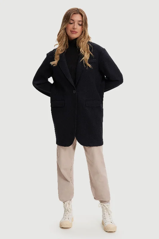 Plus Size Women's Double - Breasted Wool Blazers for Winter Office WearCena