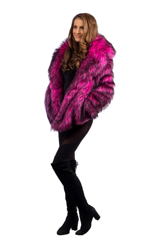 Women's reversible down coats with two - tone designs for versatile stylingWomen's Shorty Duke Coat in "Hot Pink Wolf" Women's reversible down coats with two - tone designs for versatile stylingWomen's Shorty Duke Coat in "Hot Pink Wolf"