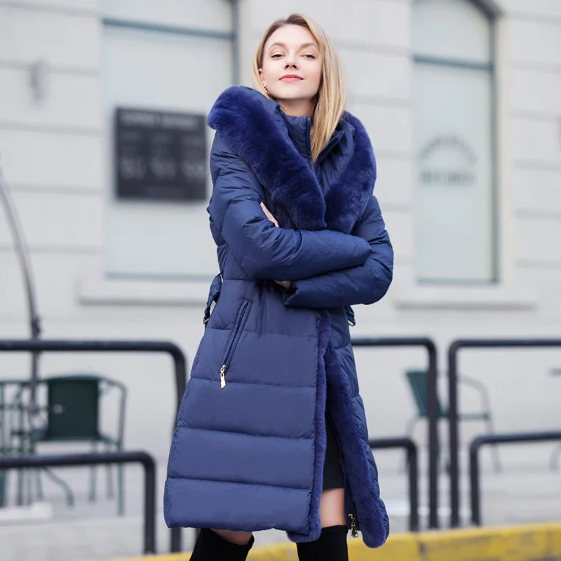 Belted women's cashmere coats in soft pastels for a luxurious feelWomen's Winter Elegant Fur Collar Slim Thick Medium Down Coats Belted women's cashmere coats in soft pastels for a luxurious feelWomen's Winter Elegant Fur Collar Slim Thick Medium Down Coats