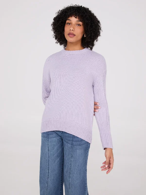 Plus Size Women's Sequined Sweaters for Special OccasionsCrew Neck High-Low Sweater