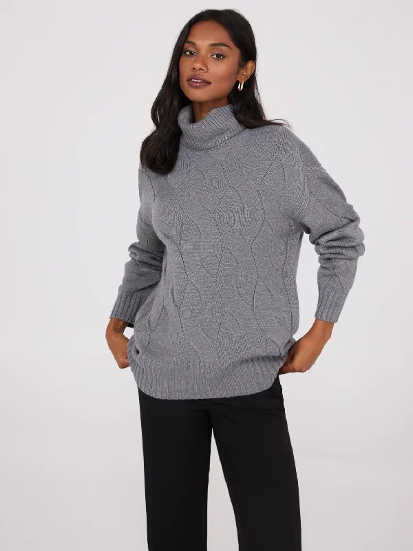 Hooded Women's Fleece - Lined Sweaters for WinterTwisted Cable Knit Turtleneck Sweater Hooded Women's Fleece - Lined Sweaters for WinterTwisted Cable Knit Turtleneck Sweater